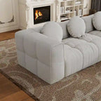 Canapé d'angle en chenille 103, forme en L, avec inclinaison à gauche, 3 oreillers et design modulaire