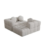 Canapé d'angle en chenille 103, forme en L, avec inclinaison à gauche, 3 oreillers et design modulaire