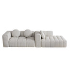 Canapé d'angle en chenille 103, forme en L, avec inclinaison à gauche, 3 oreillers et design modulaire