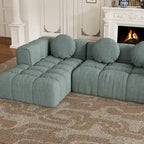 Canapé d'angle en chenille 103, forme en L, avec inclinaison à gauche, 3 oreillers et design modulaire