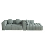 Canapé d'angle en chenille 103, forme en L, avec inclinaison à gauche, 3 oreillers et design modulaire