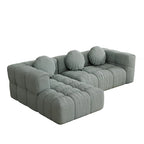 Canapé d'angle en chenille 103, forme en L, avec inclinaison à gauche, 3 oreillers et design modulaire