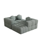 Canapé d'angle en chenille 103, forme en L, avec inclinaison à gauche, 3 oreillers et design modulaire