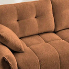 110.2 Canapé 3 places rembourré en chenille, 2 poufs