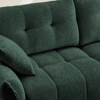 110.2 Canapé 3 places rembourré en chenille, 2 poufs