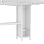 Lit mezzanine métallique tout-en-un avec bureau en L et armoire, cadre de lit de chambre à coucher avec cubes de rangement, étagères, garde-corps pleine longueur