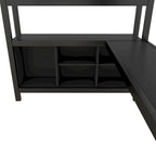 Lit mezzanine métallique tout-en-un avec bureau en L et armoire, cadre de lit de chambre à coucher avec cubes de rangement, étagères, garde-corps pleine longueur