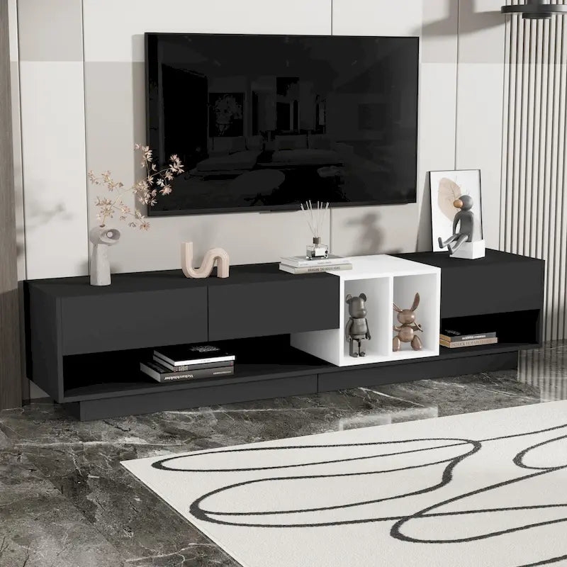 Meuble TV 74" avec rangement et compartiment pour TV jusqu'à 80"