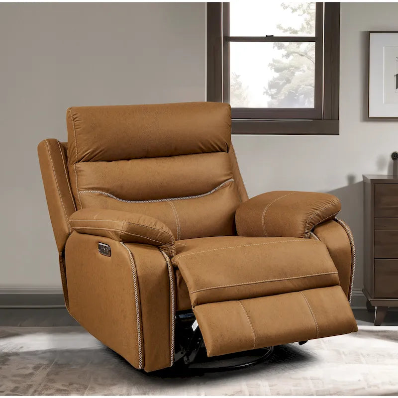 Fauteuil inclinable gris à deux moteurs avec pivotement à 240°, fonction de balancement, ports USB et appui-tête réglable