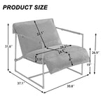 Fauteuil d'appoint en tissu, avec structure en métal et assise suspendue.