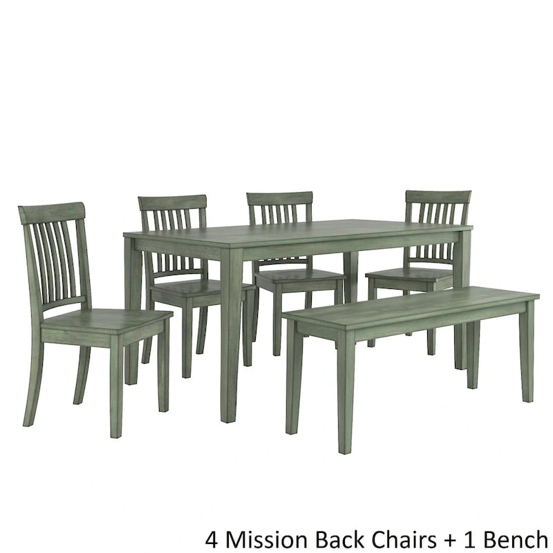 Table à manger rectangulaire vert sauge antique de 60 pouces