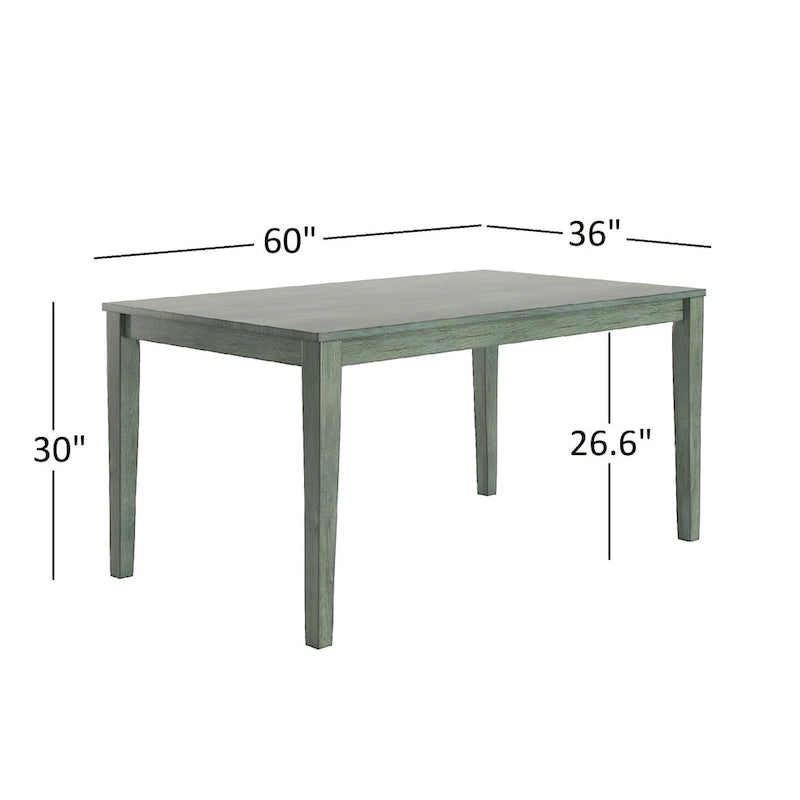 Table à manger rectangulaire vert sauge antique de 60 pouces