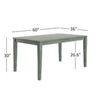 Table à manger rectangulaire vert sauge antique de 60 pouces