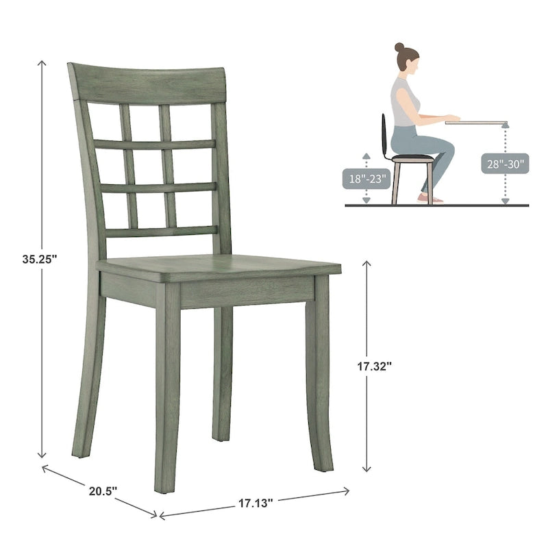 Table à manger rectangulaire vert sauge antique de 60 pouces
