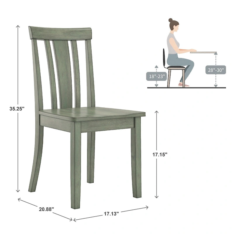 Table à manger rectangulaire vert sauge antique de 60 pouces
