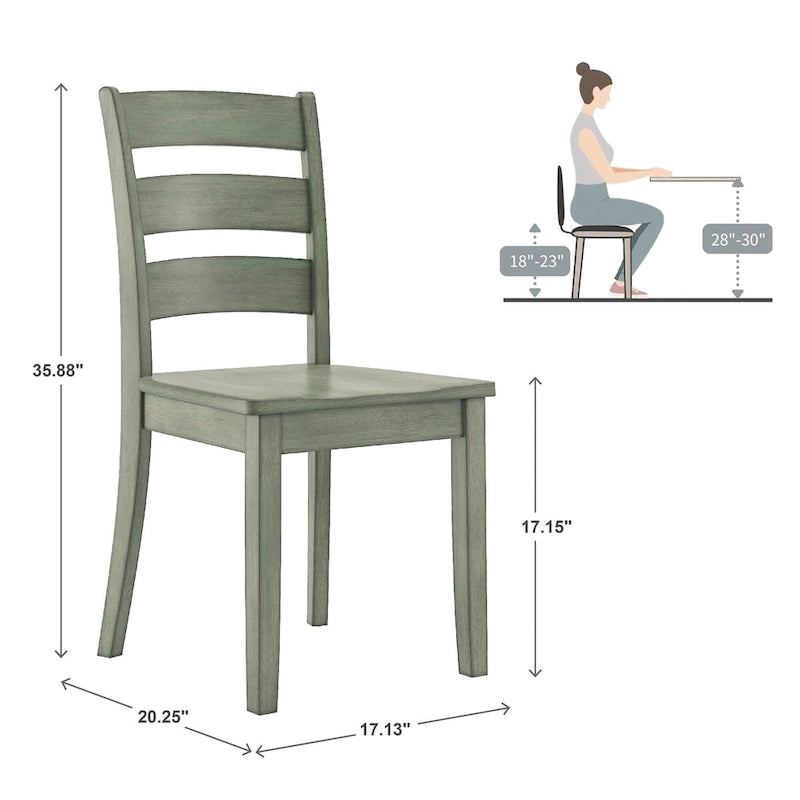 Table à manger rectangulaire vert sauge antique de 60 pouces