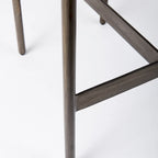 Tabouret de comptoir en cuir véritable noir avec piétement en métal nickelé