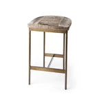 Tabouret de comptoir en cuir véritable noir avec piétement en métal nickelé
