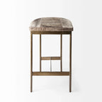 Tabouret de comptoir en cuir véritable noir avec piétement en métal nickelé