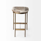 Tabouret de comptoir en cuir véritable noir avec piétement en métal nickelé