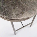 Tabouret de comptoir en cuir véritable noir avec piétement en métal nickelé