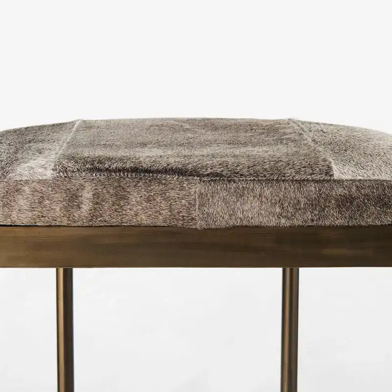 Tabouret de comptoir en cuir véritable noir avec piétement en métal nickelé