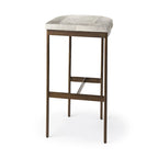 Tabouret de comptoir en cuir véritable noir avec piétement en métal nickelé