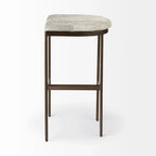 Tabouret de comptoir en cuir véritable noir avec piétement en métal nickelé