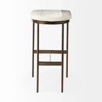 Tabouret de comptoir en cuir véritable noir avec piétement en métal nickelé