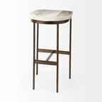 Tabouret de comptoir en cuir véritable noir avec piétement en métal nickelé