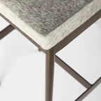 Tabouret de comptoir en cuir véritable noir avec piétement en métal nickelé