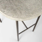 Tabouret de comptoir en cuir véritable noir avec piétement en métal nickelé