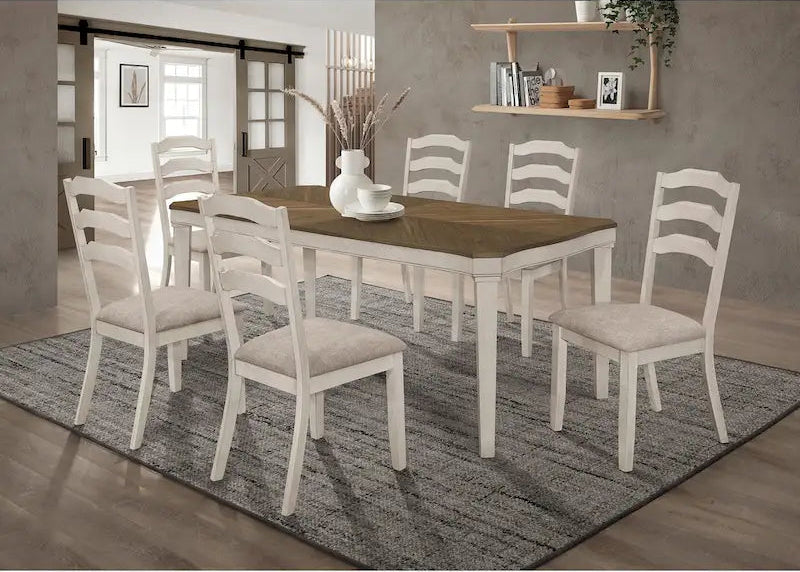 Seaside Nutmeg and Rustic Cream 7-Piece Dining Table Set