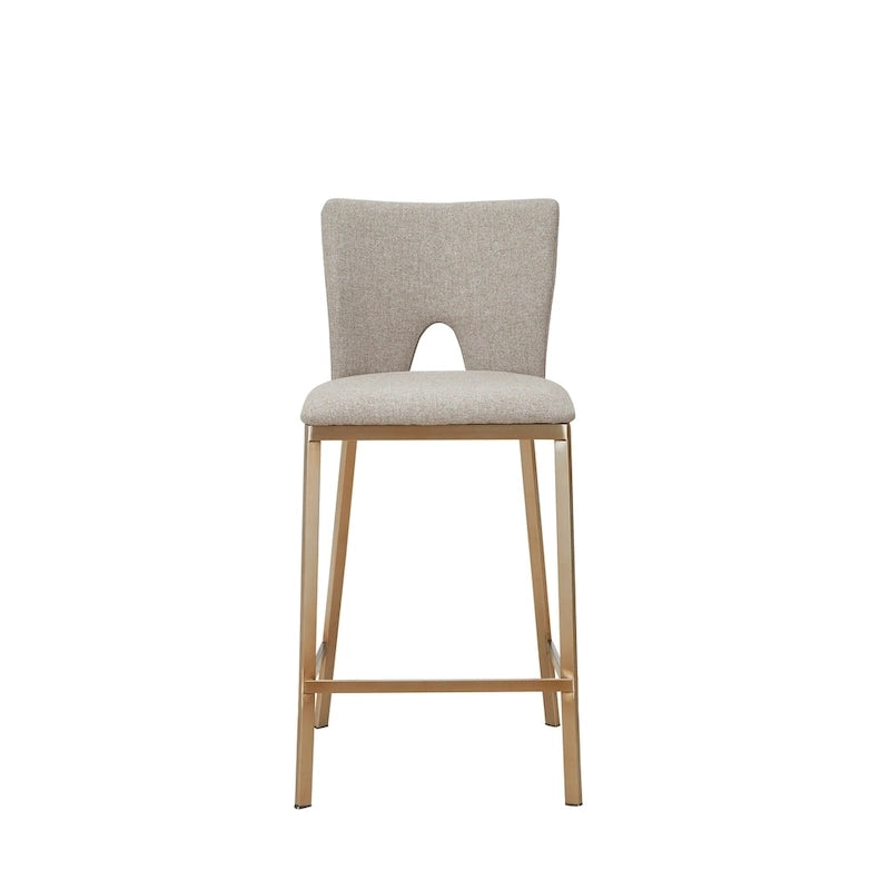 Tabouret de comptoir contemporain beige et laiton