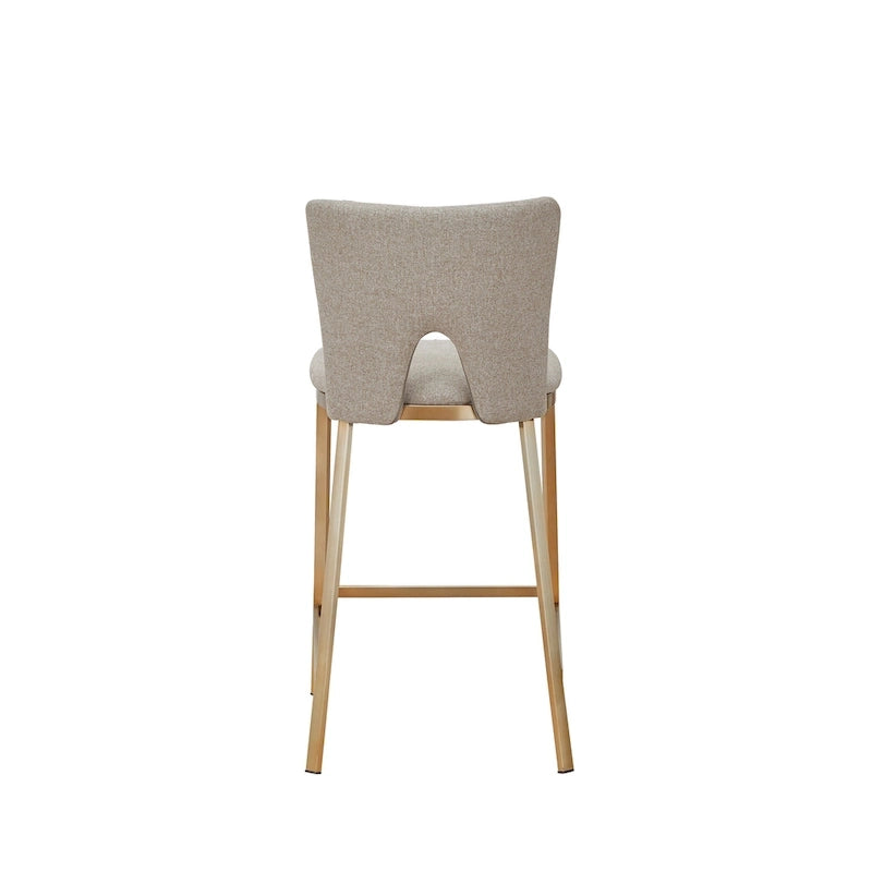 Tabouret de comptoir contemporain beige et laiton