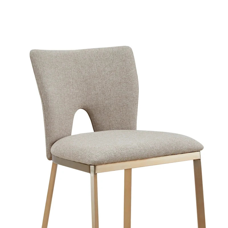 Tabouret de comptoir contemporain beige et laiton