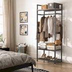 Porte-manteau autoportant avec étagère et penderie pour chambre à coucher