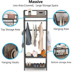 Porte-manteau autoportant avec étagère et penderie pour chambre à coucher