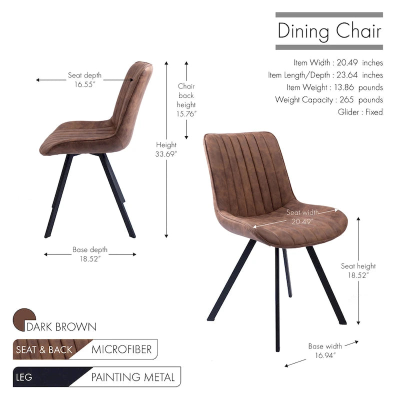 Chaises de salle à manger, microfibre et pieds en métal