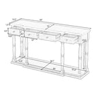 Console rétro à 4 tiroirs et 1 étagère, table d'entrée classique, table d'appoint pour canapé avec rangement
