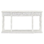 Console rétro à 4 tiroirs et 1 étagère, table d'entrée classique, table d'appoint pour canapé avec rangement