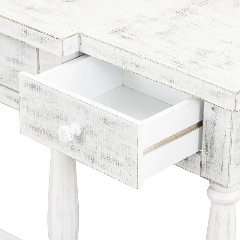 Console rétro à 4 tiroirs et 1 étagère, table d'entrée classique, table d'appoint pour canapé avec rangement