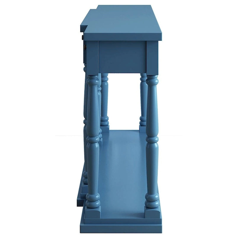 Console rétro à 4 tiroirs et 1 étagère, table d'entrée classique, table d'appoint pour canapé avec rangement