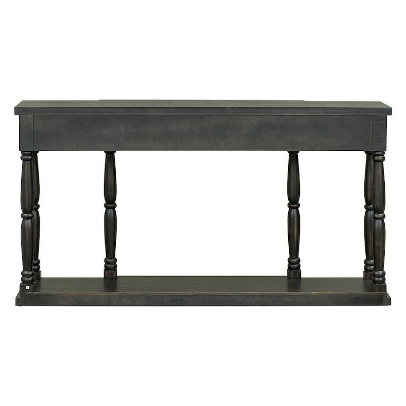 Console rétro à 4 tiroirs et 1 étagère, table d'entrée classique, table d'appoint pour canapé avec rangement