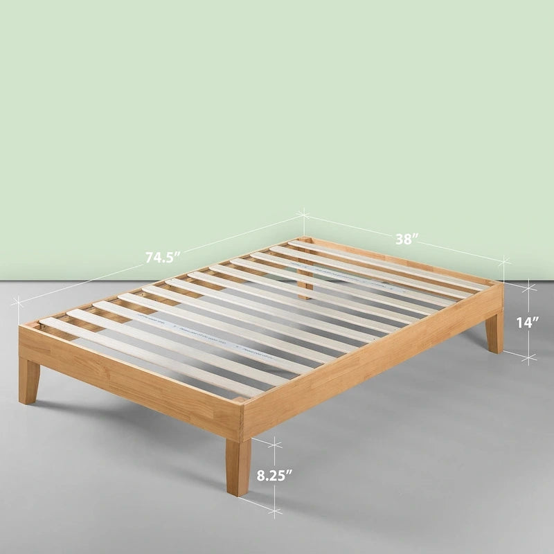 Lit plateforme en pin massif de luxe de 14 pouces