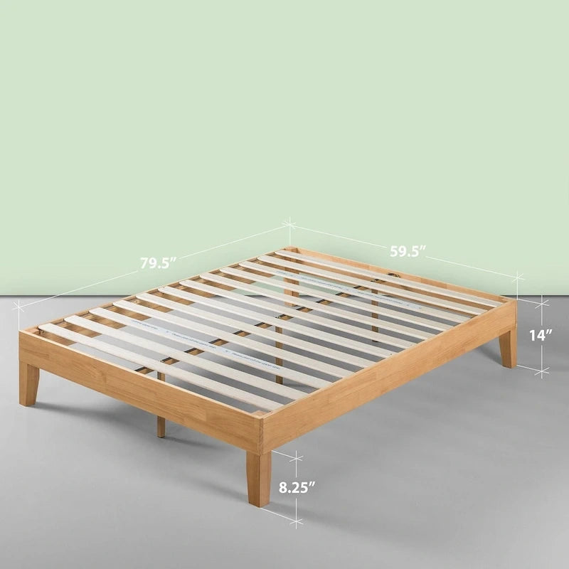 Lit plateforme en pin massif de luxe de 14 pouces