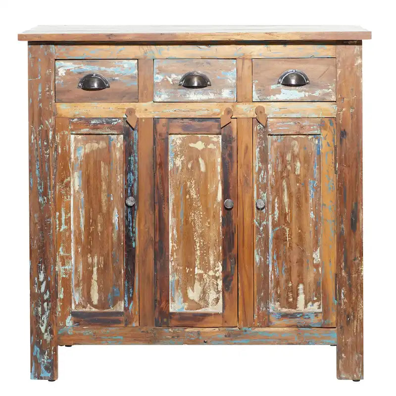 Armoire artisanale en bois brun