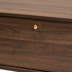 Table basse en bois au fini noyer brun et or, style Mid-Century