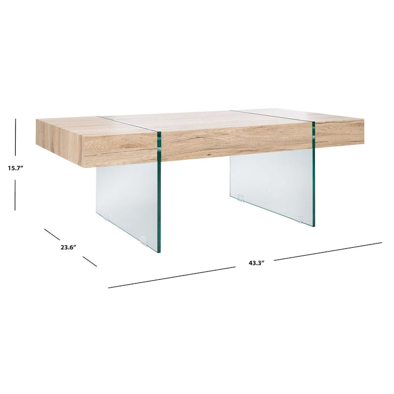 Table basse rectangulaire pieds en verre