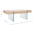 Table basse rectangulaire pieds en verre